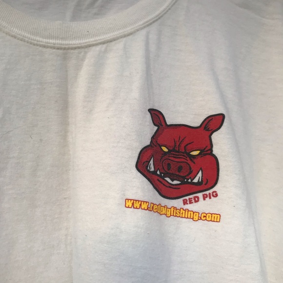 Red pigs fishing T shirt plus size - Picture 3 of 4